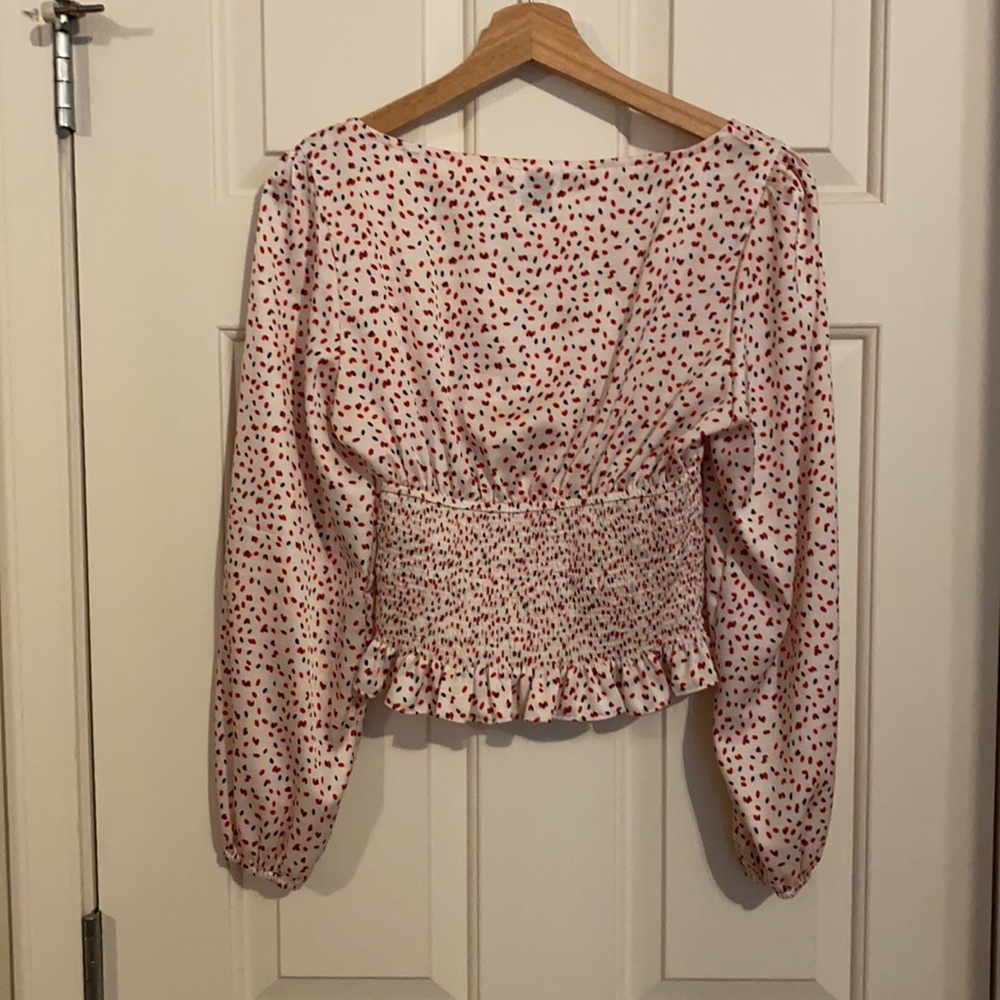 Red And Black Patterned Blouse, Lightly Worn - image 3